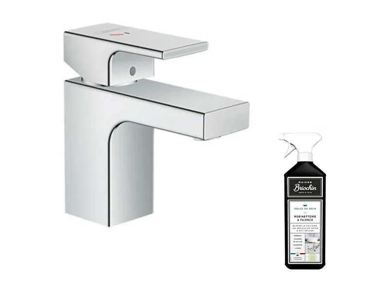 Mitigeur lavabo HANSGROHE Vernis Shape70 CoolStart avec tirette et vidage Chromé + nettoyant Briochin