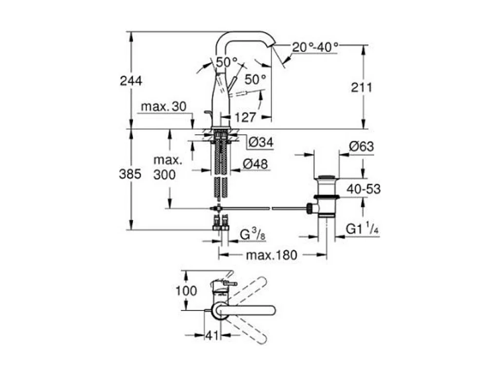 Robinet lavabo GROHE Essence L Chromé