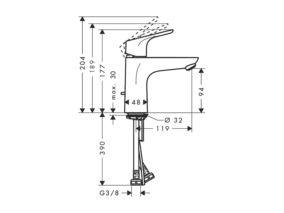Mitigeur lavabo HANSGROHE 100 Eco C3 avec tirette et vidage chrome + nettoyant Briochin