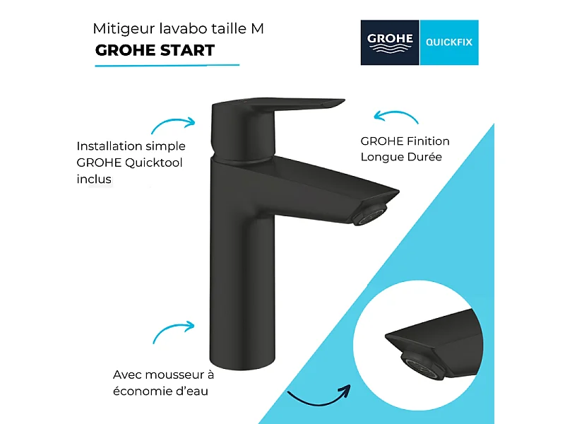 Lot de 2 mitigeurs lavabo GROHE Start noir M