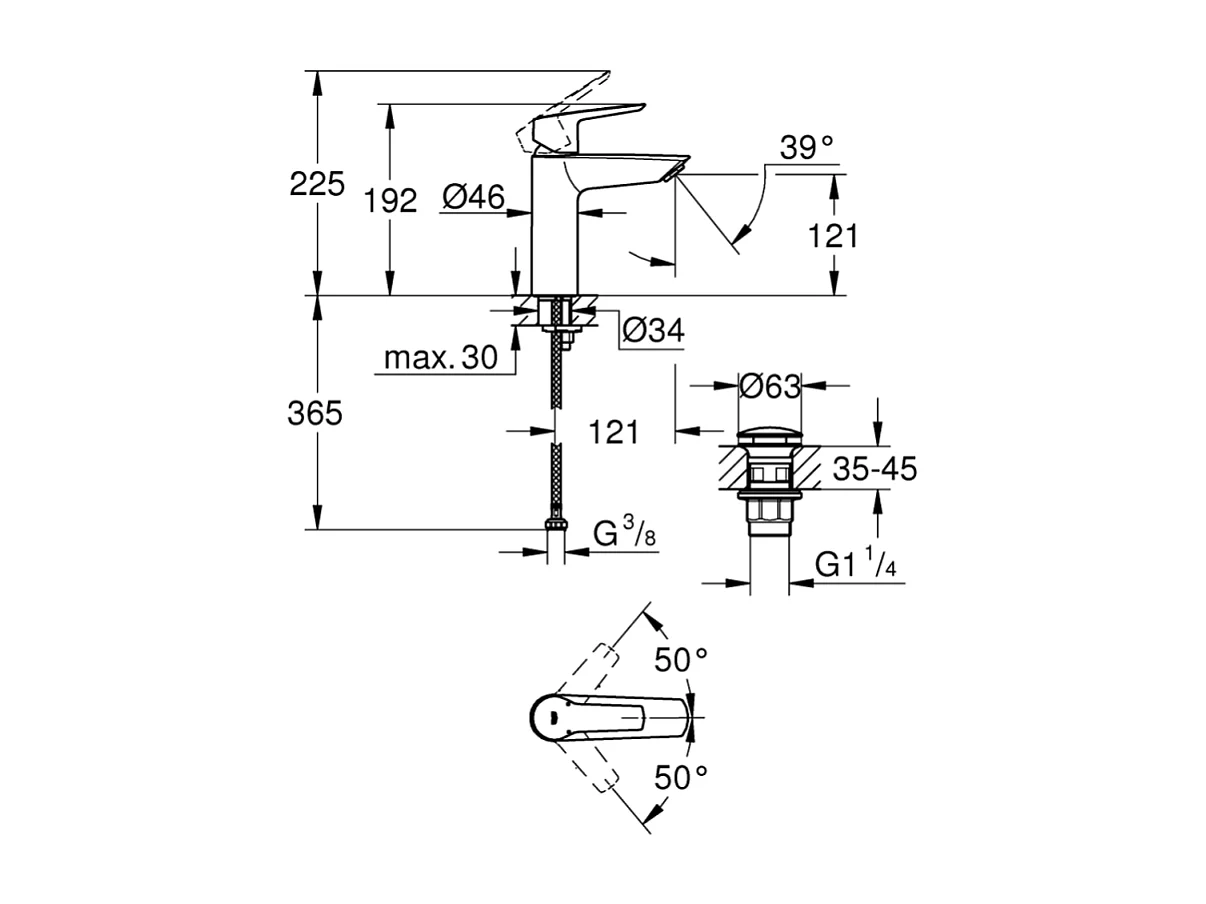 Lot de 2 mitigeurs lavabo GROHE Start noir M
