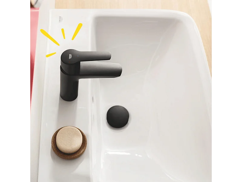 Mitigeur lavabo GROHE Start ouverture eau froide noir S + microfibre