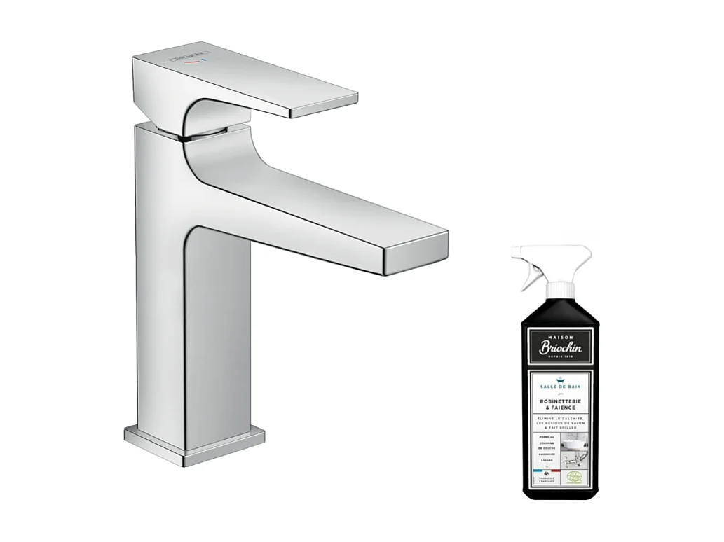 Mitigeur lavabo HANSGROHE Metropol 110 CoolStart poignée manette chrome + nettoyant Briochin