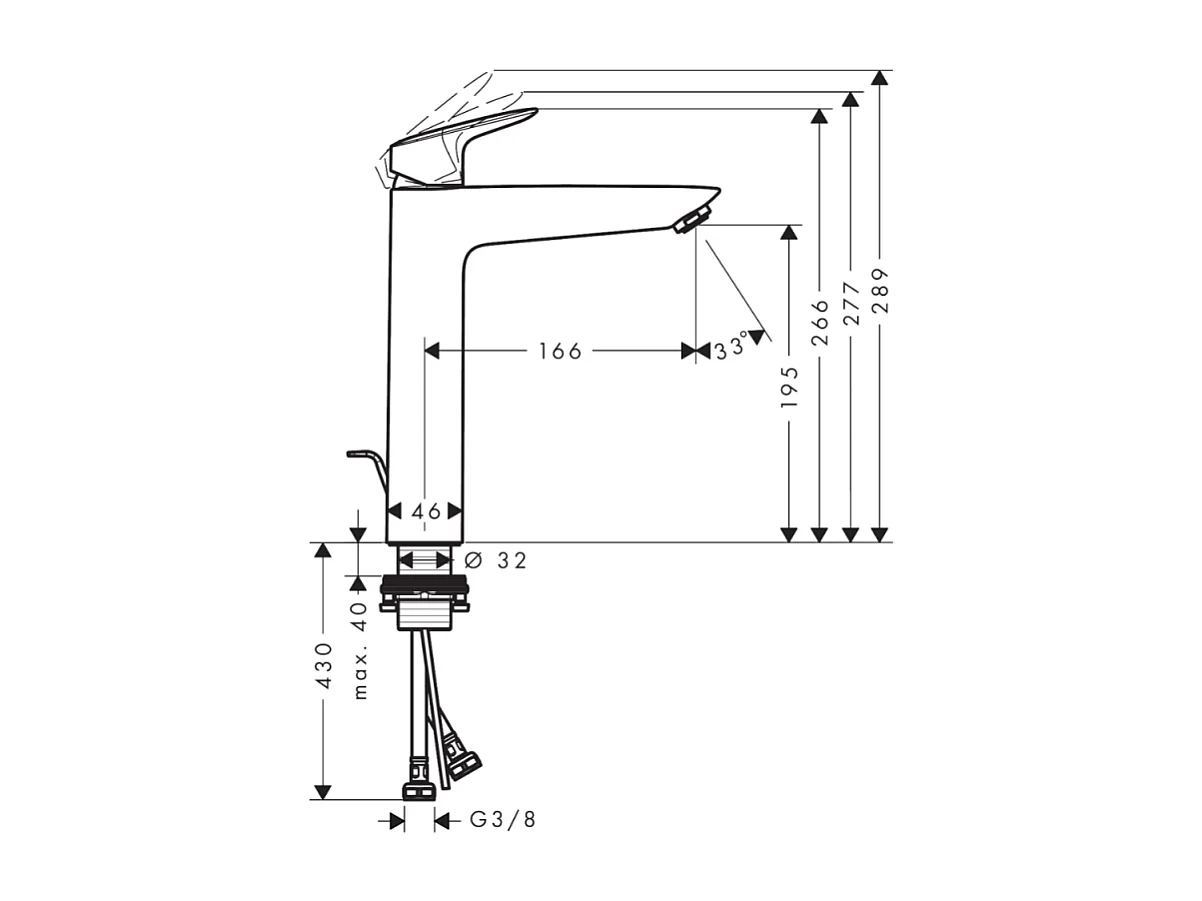 HANSGROHE Mitigeur lavabo Logis 190 Eco C3 avec tirette et vidage synthétique chromé