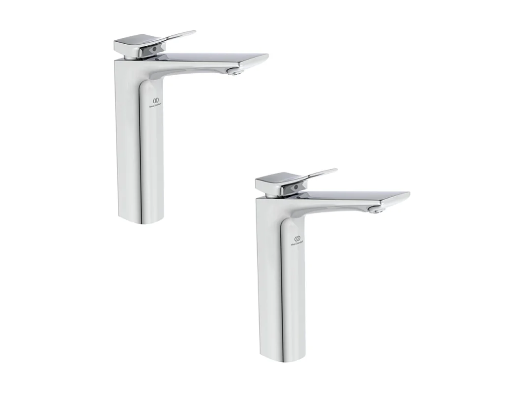 Lot de deux mitigeurs lavabo IDEAL STANDARD Conca réhaussé sans tirette sans vidage chrome
