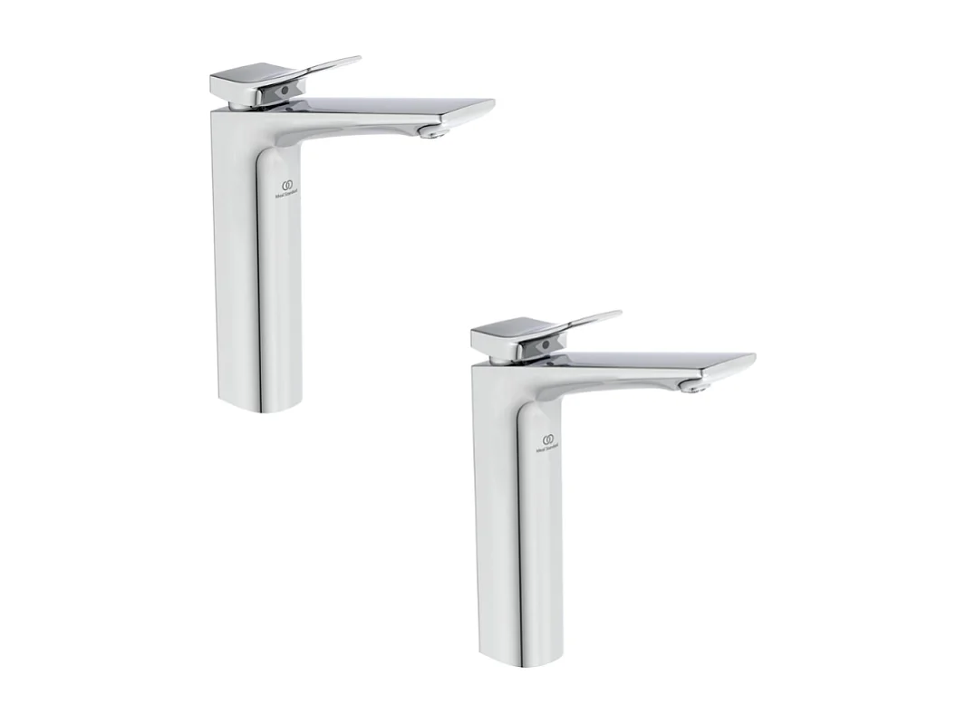 Lot de deux mitigeurs lavabo IDEAL STANDARD Conca réhaussé sans tirette sans vidage chrome