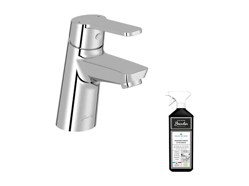Mitigeur lavabo JACOB DELAFON Aimé avec vidage chrome + nettoyant Briochin