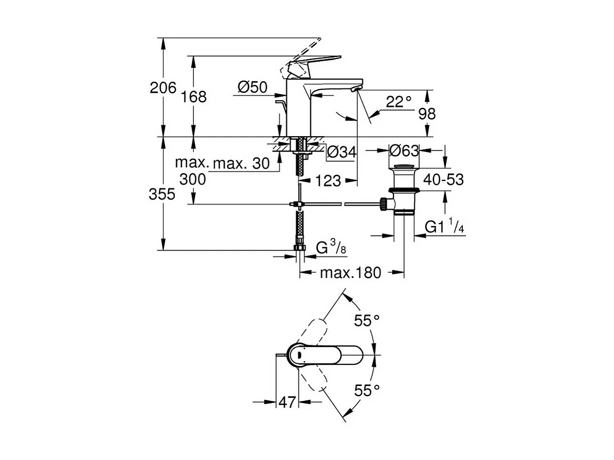GROHE Mitigeur lavabo Eurosmart Cosmopolitan Taille M + Nettoyant GrohClean