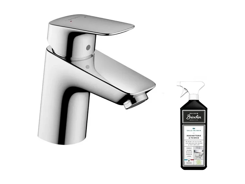 Mitigeur lavabo HANSGROHE Logis 70 sans tirette ni vidage chrome + nettoyant Briochin