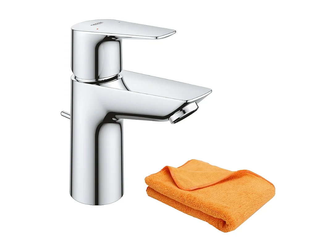 Mitigeur lavabo GROHE Quickfix Start Edge avec tirette et vidage taille S + microfibre