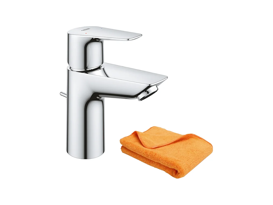 Mitigeur lavabo GROHE Quickfix Start Edge avec tirette et vidage taille S + microfibre