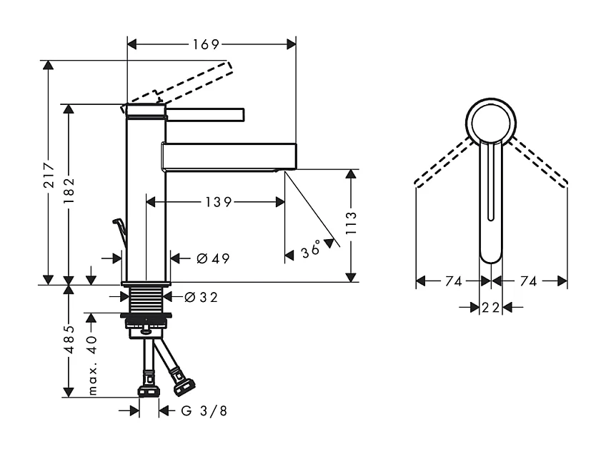 Mitigeur de lavabo HANSGROHE Finoris 110 avec tirette et vidage chromé