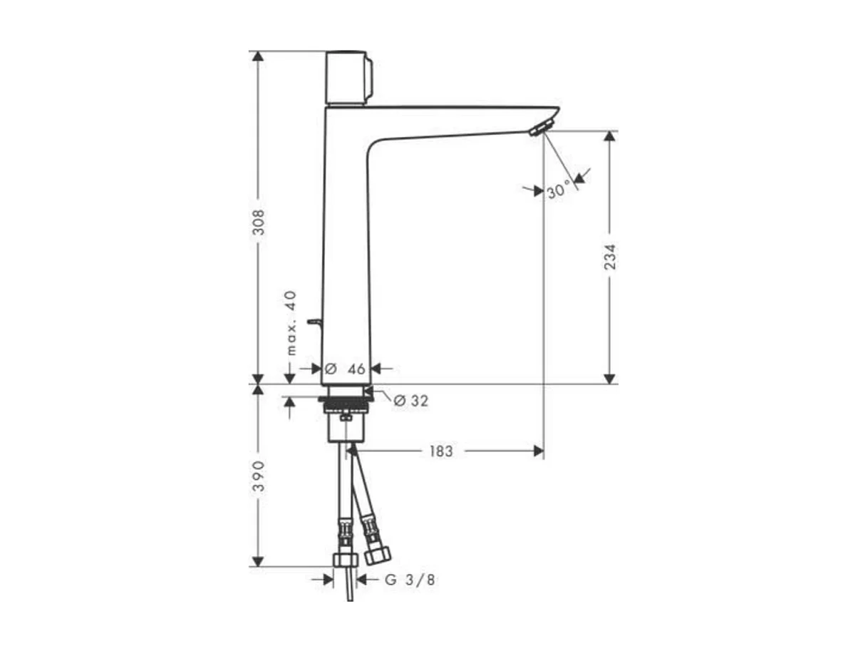 Mitigeur lavabo HANSGROHE Talis Select E 240 sans tirette ni vidage chrome + nettoyant Briochin