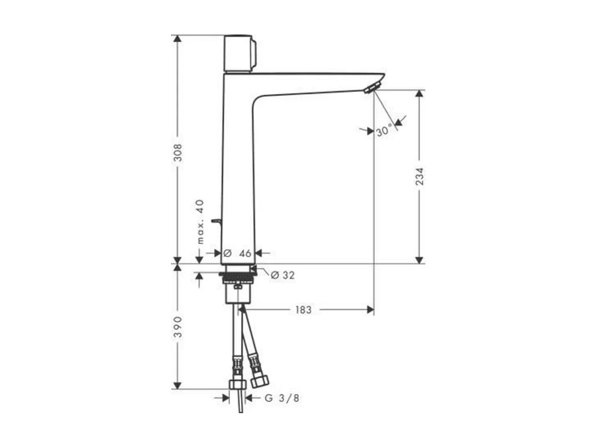 Mitigeur lavabo HANSGROHE Talis Select E 240 sans tirette ni vidage chrome + nettoyant Briochin