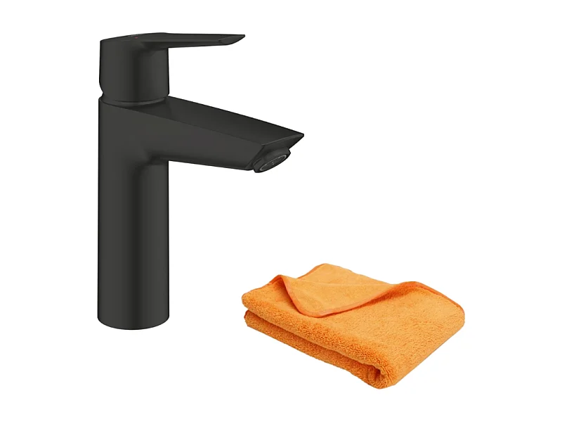 Mitigeur lavabo GROHE Start ouverture eau froide noir M + microfibre
