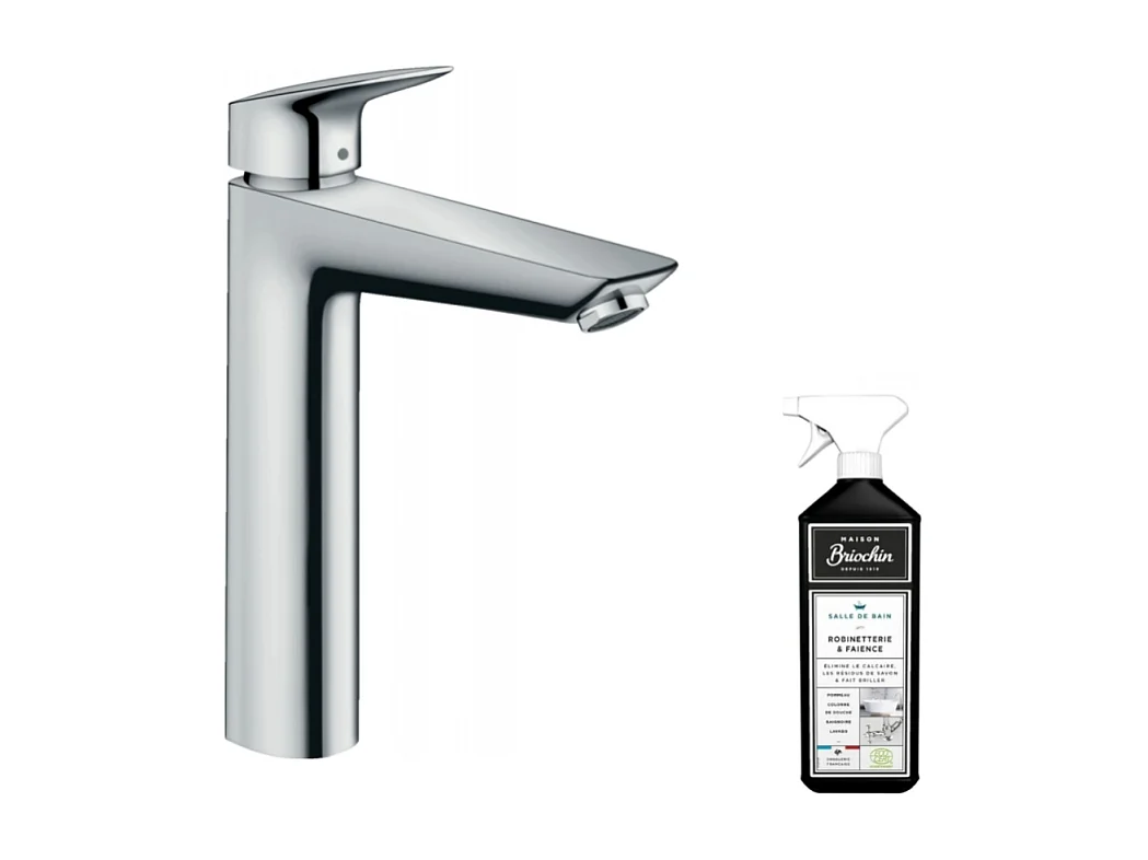 Mitigeur lavabo HANSGROHE 190 Eco C3 avec tirette et vidage chrome + nettoyant Briochin