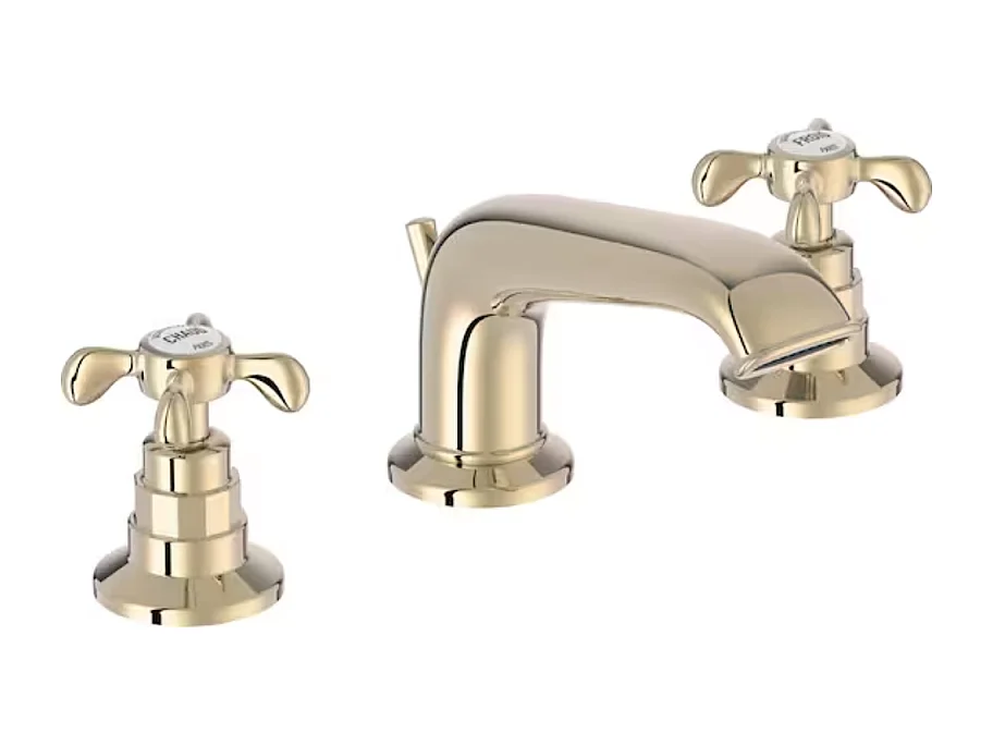 Mitigeur lavabo 3 trous rétro JACOB DELAFON Cleo poignées à croisillon or beige