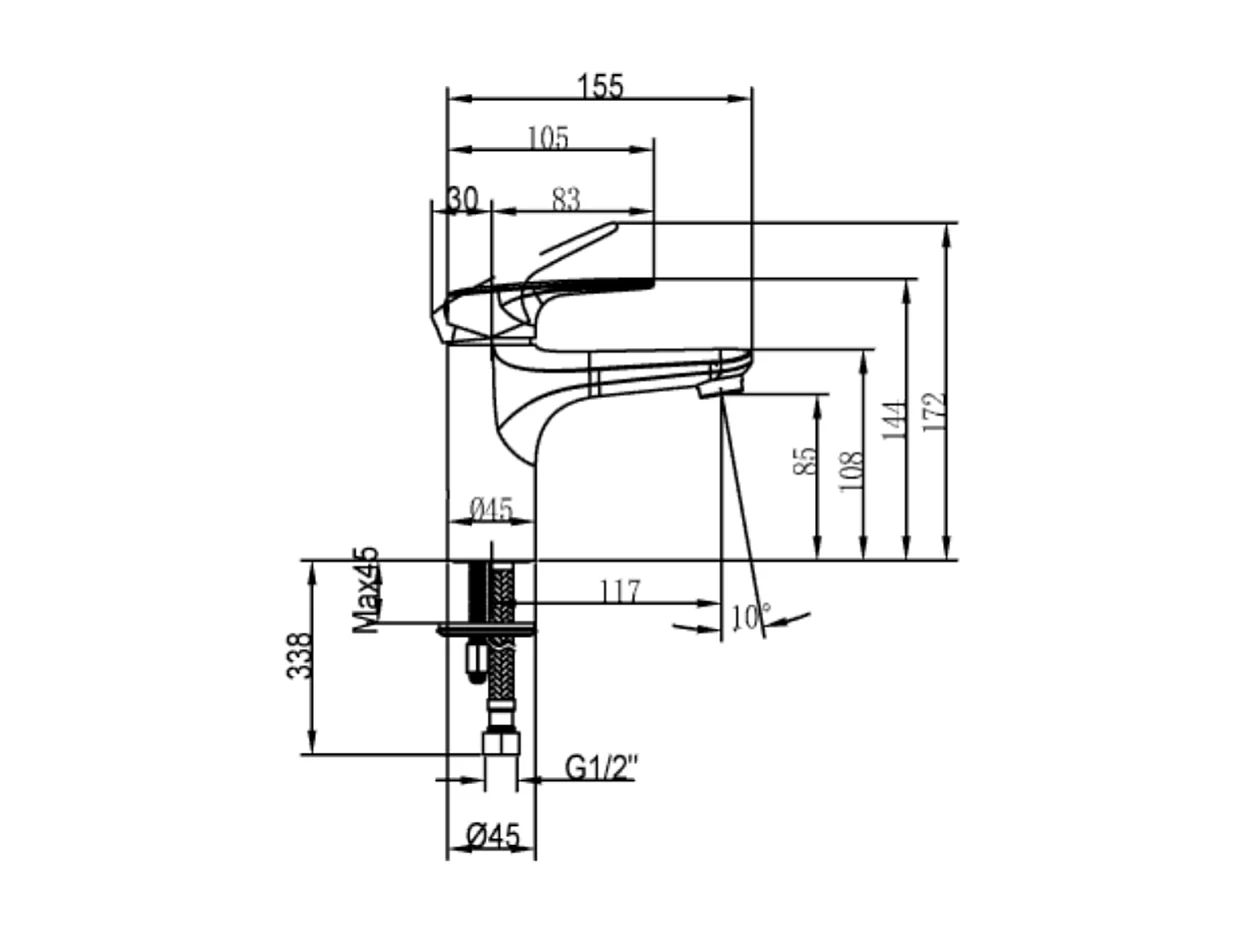 Mitigeur lavabo VILLEROY ET BOCH O.novo Start avec tirette chrome