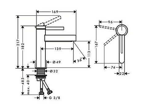 HANSGROHE Mitigeur de lavabo 110 CoolStart, bonde Push-Open noir mat Finoris