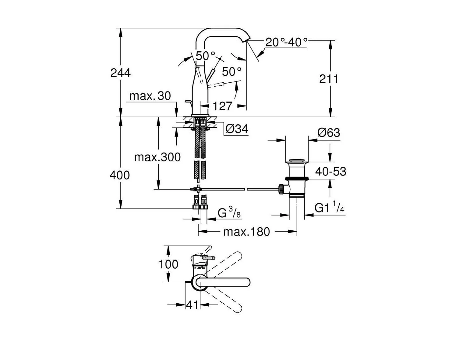 GROHE Mezclador de lavabo Essence Talla L Warm Sunset cepillado