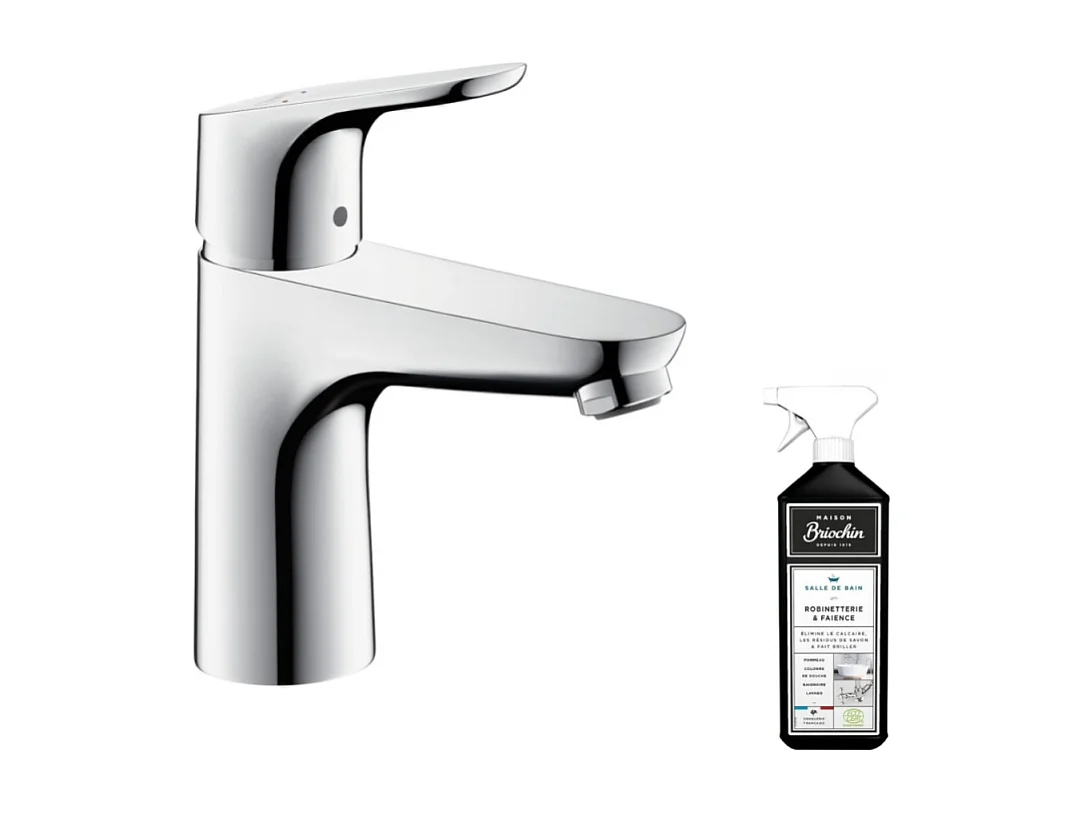 Mitigeur lavabo HANSGROHE Focus 100 Chromé + nettoyant Briochin