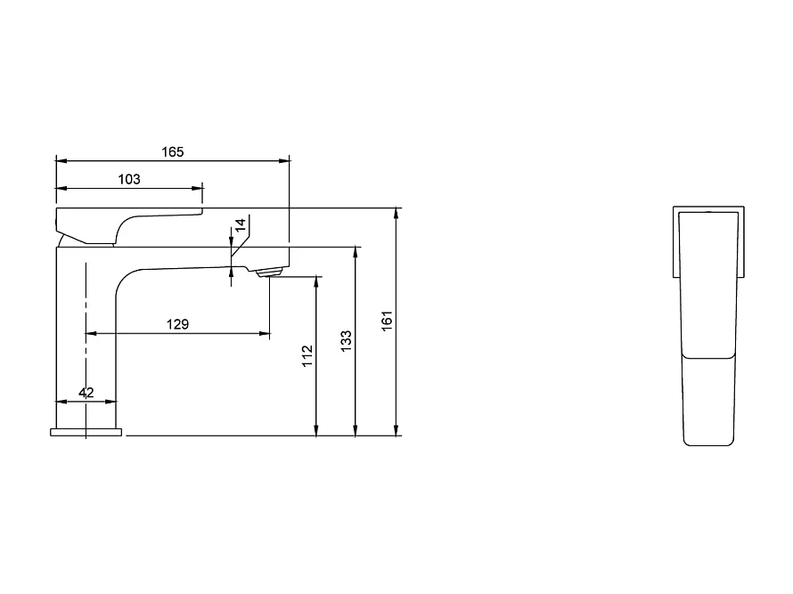 Mitigeur lavabo VILLEROY ET BOCH Architectura Square sans tirette Or brossé