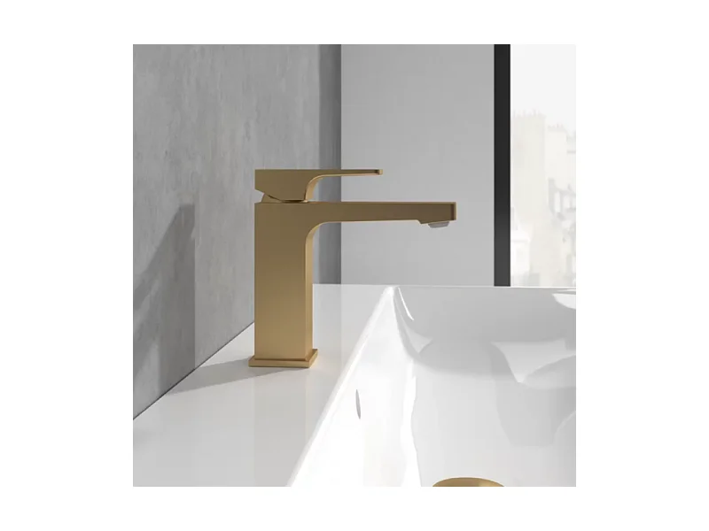 Mitigeur lavabo VILLEROY ET BOCH Architectura Square sans tirette Or brossé