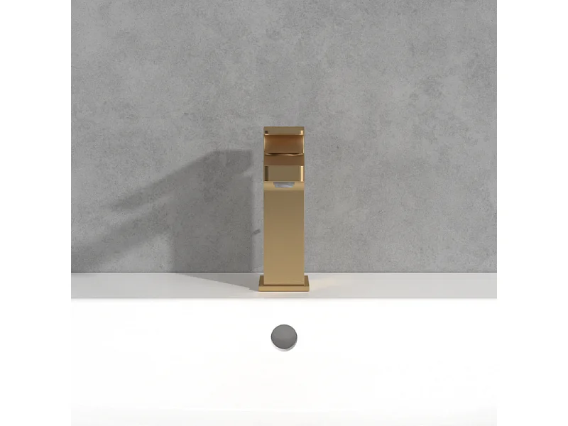 VILLEROY ET BOCH Architectura Mezclador de lavabo cuadrado sin extracción Oro Cepillado