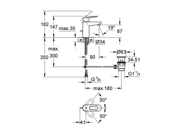 GROHE Mitigeur lavabo BauLoop Taille S + produit entretien