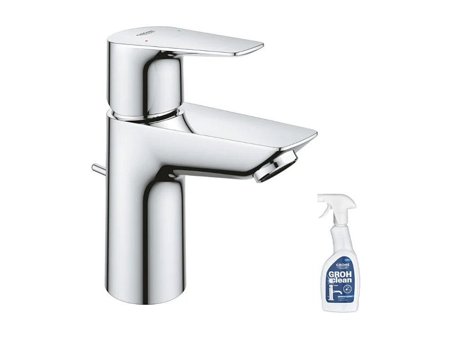 Mitigeur lavabo GROHE Quickfix Start Edge avec tirette et vidage taille S + nettoyant GrohClean