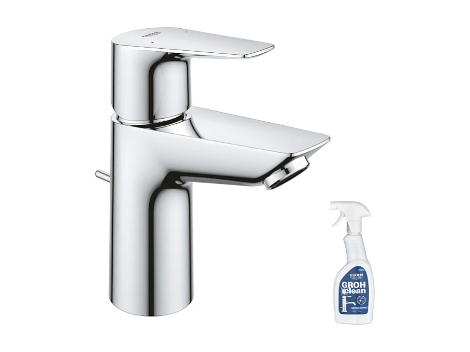 Mitigeur lavabo GROHE Quickfix Start Edge avec tirette et vidage taille S + nettoyant GrohClean