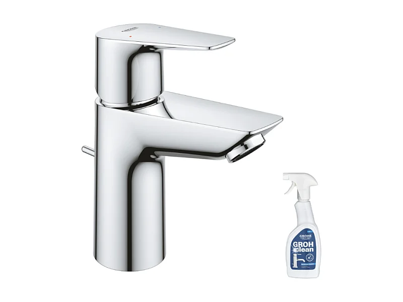 Mitigeur lavabo GROHE Quickfix Start Edge avec tirette et vidage taille S + nettoyant GrohClean