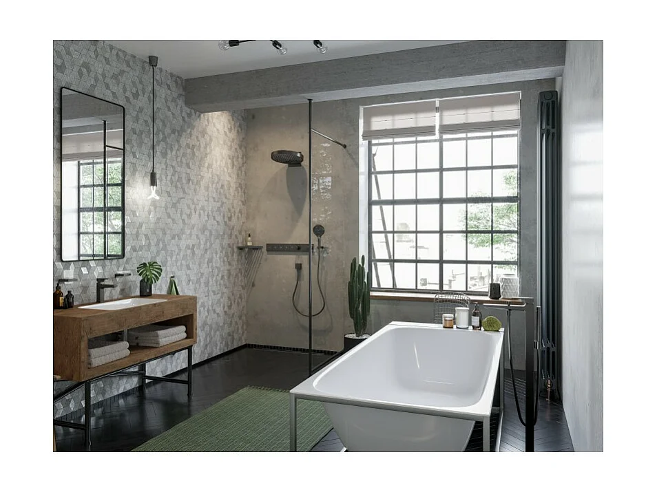 HANSGROHE Mitigeur lavabo Metropol 110 poignée manette, bonde Push-Open noir chromé brossé