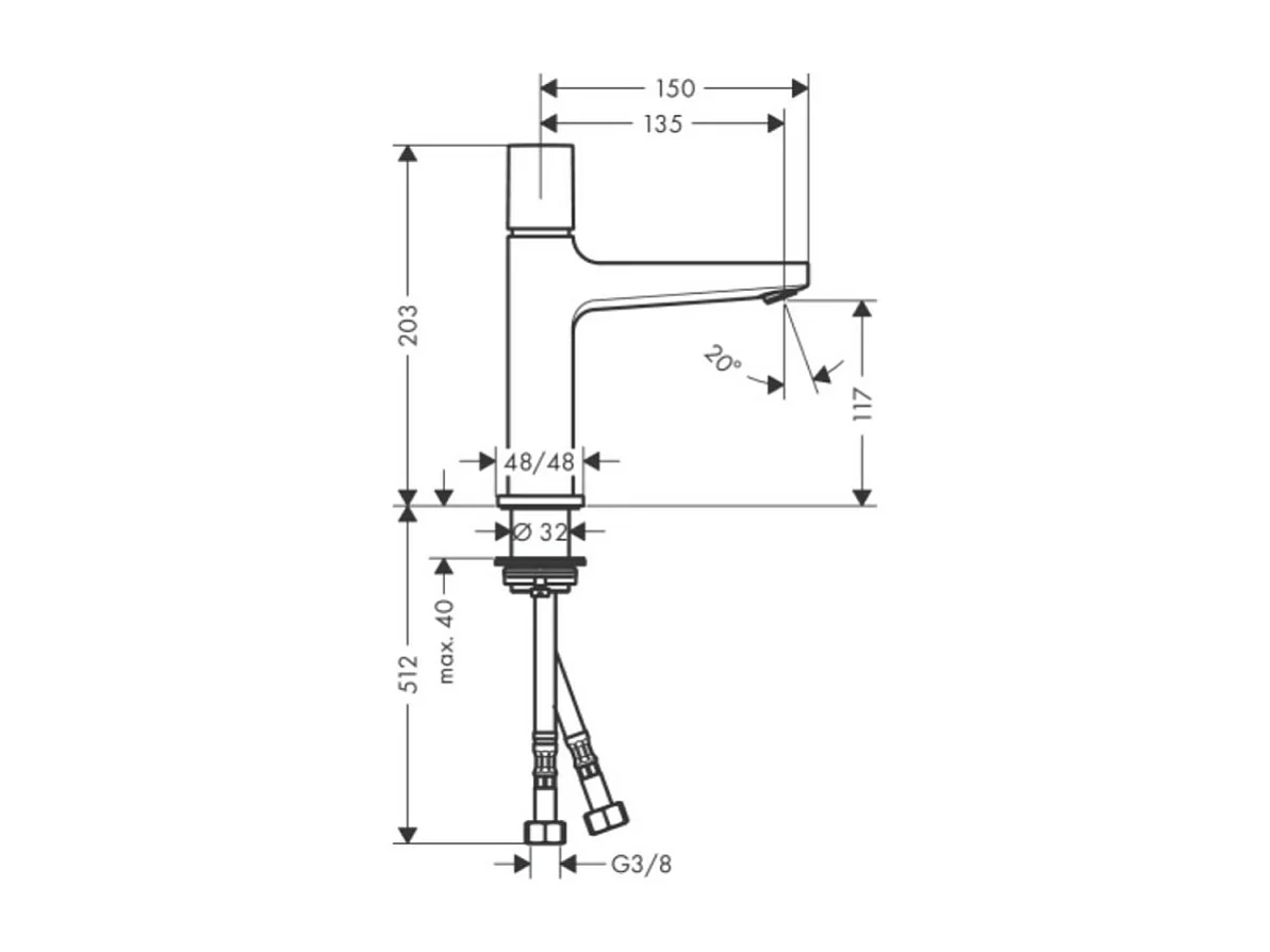HANSGROHE Mezclador de lavabo Metropol, botón Select Push-Open, cromo