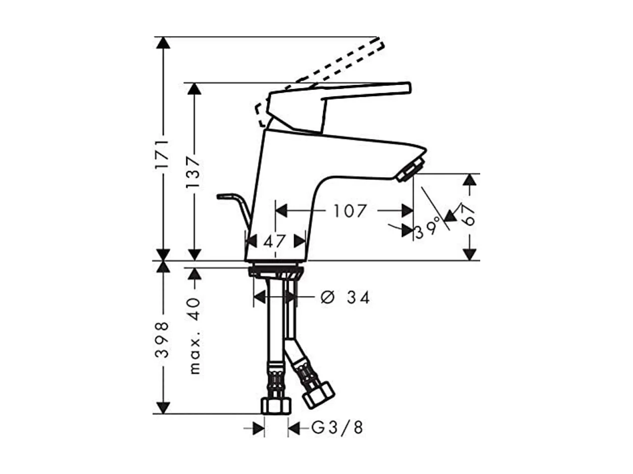 Mitigeur lavabo HANSGROHE Talis E 80 CoolStart sans tirette ni vidage chrome + nettoyant Briochin