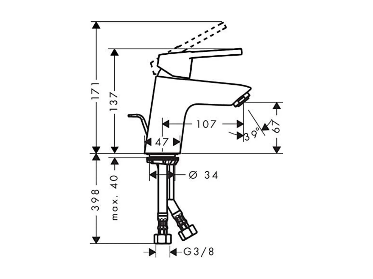 Mitigeur lavabo HANSGROHE Talis E 80 CoolStart sans tirette ni vidage chrome + nettoyant Briochin