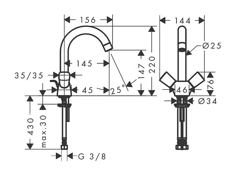 Mélangeur de lavabo avec tirette et vidage synthétique chromé Hansgrohe