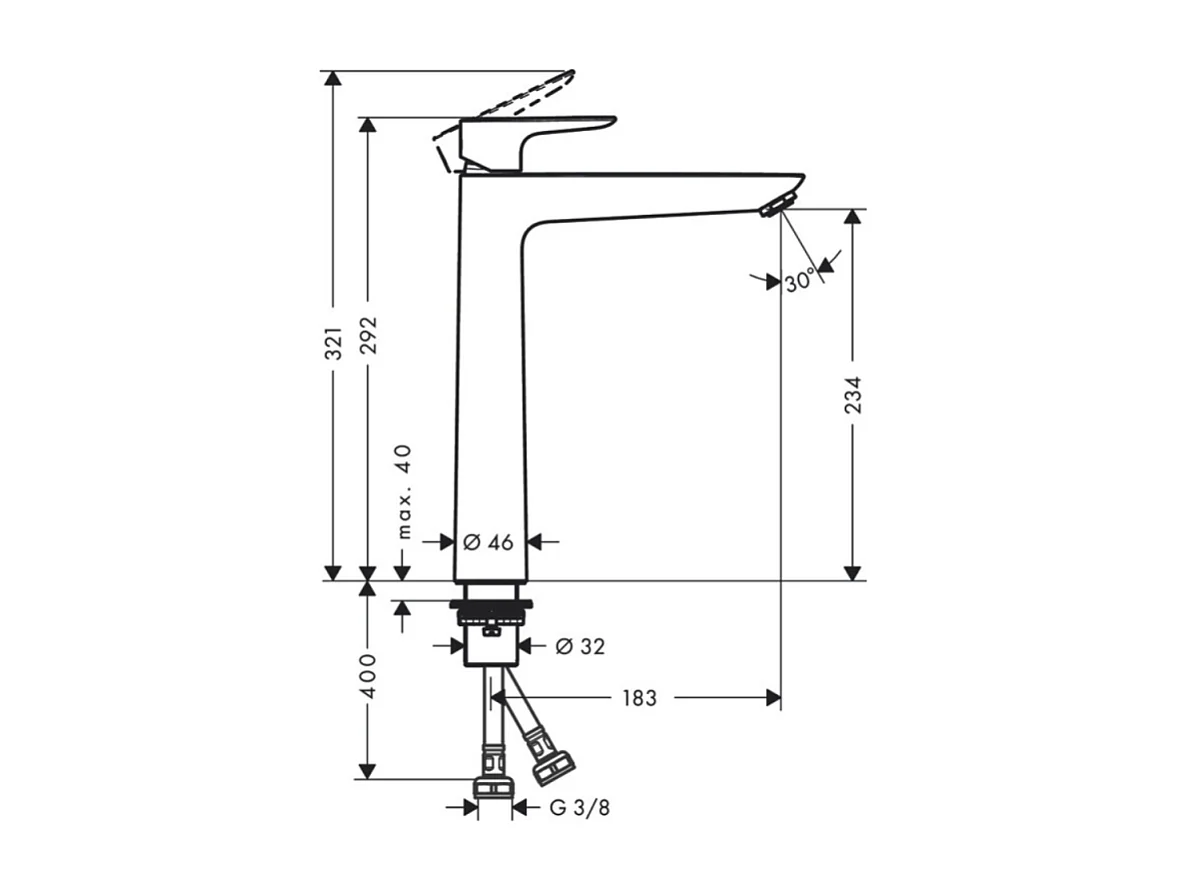 Mitigeur lavabo HANSGROHE 240 sans tirette ni vidage noir mat + nettoyant Briochin