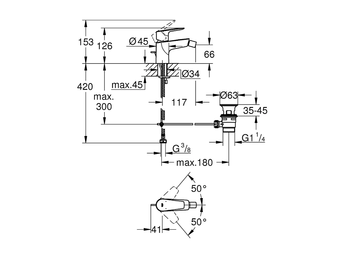 Mitigeur bidet GROHE Quickfix StartEdge + microfibre