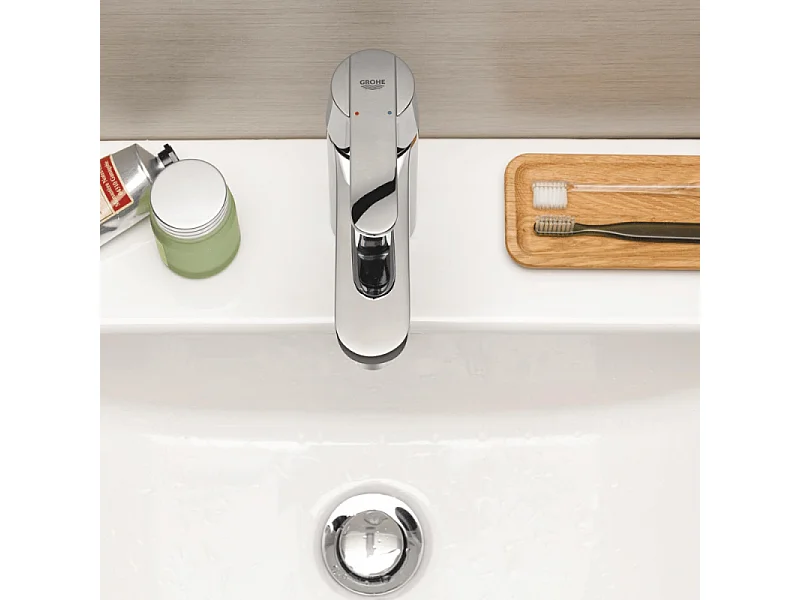 Mitigeur lavabo GROHE Quickfix Get taille S chromé + nettoyant GrohClean