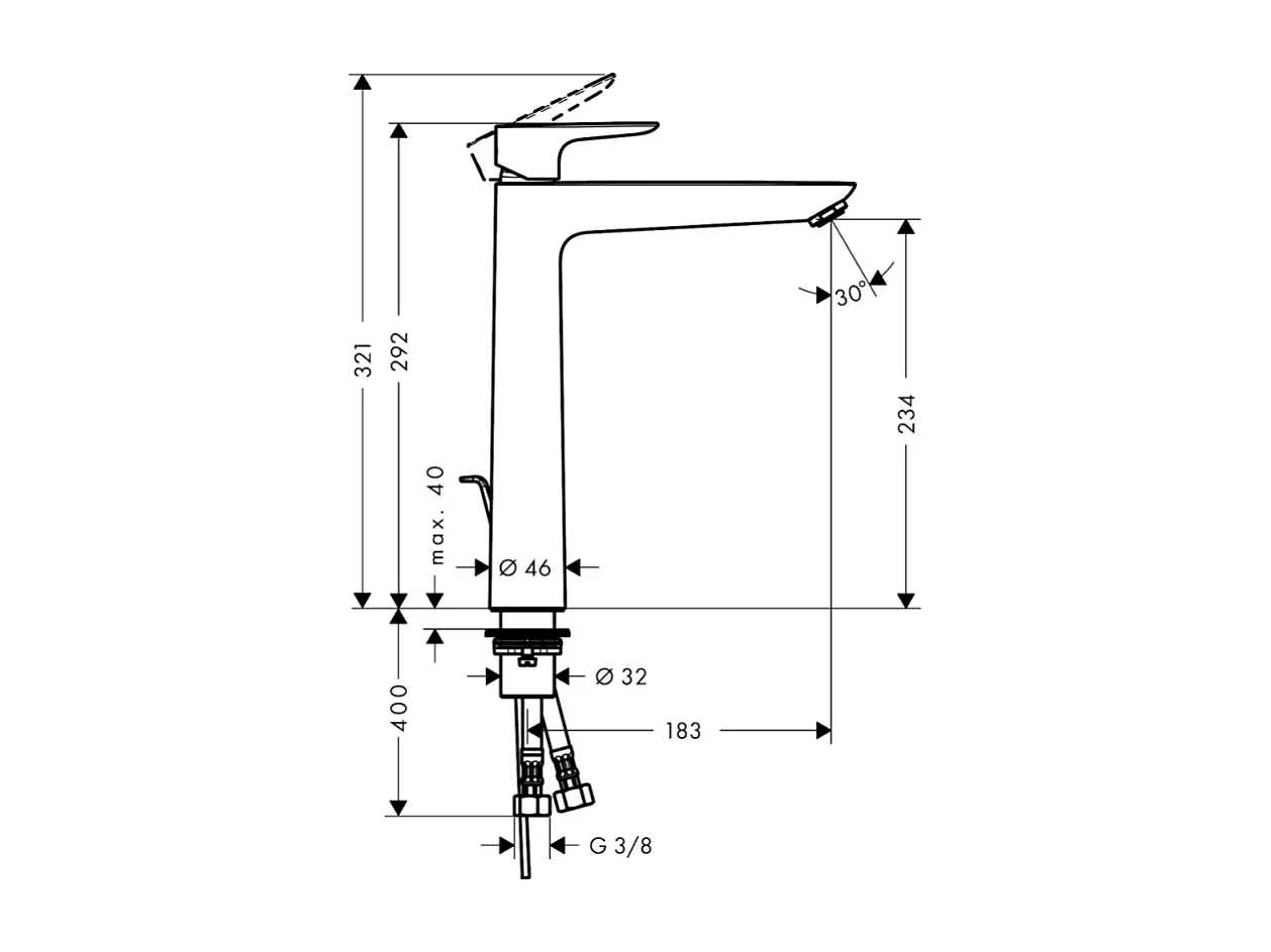 Mitigeur lavabo haut HANSGROHE Talis E 240 - Taille L + nettoyant Briochin