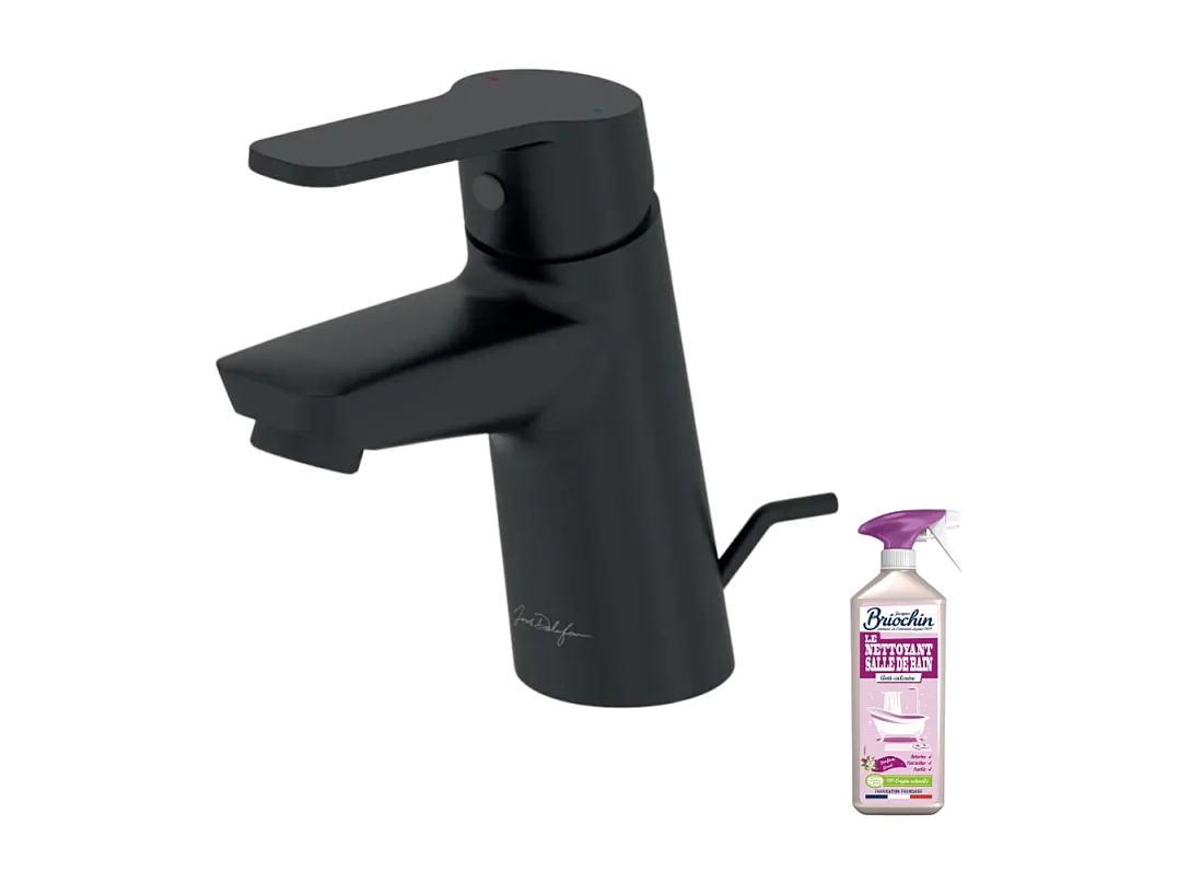 Mitigeur lavabo JACOB DELAFON Aimé avec vidage noir mat + nettoyant Briochin