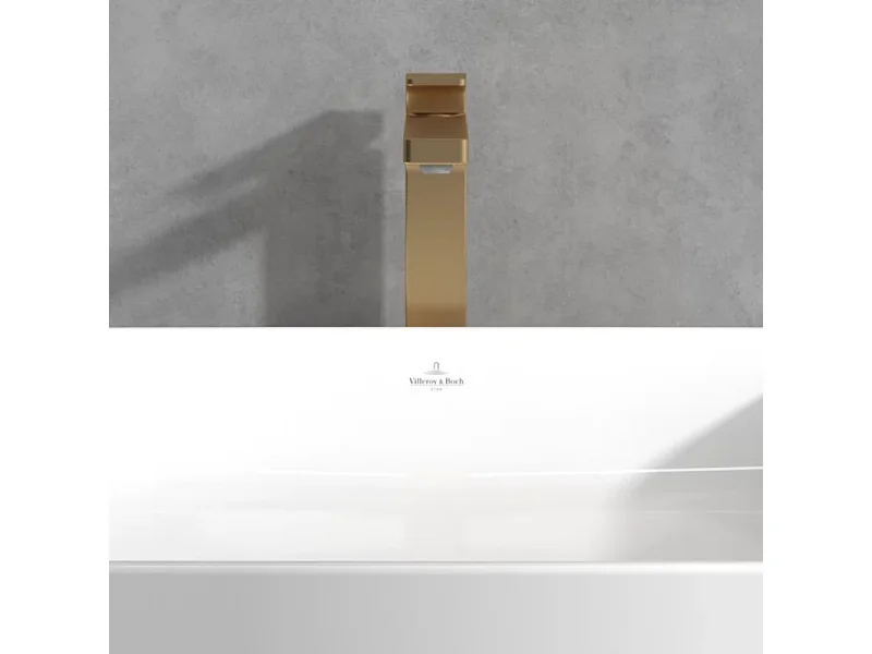 Mitigeur lavabo surélevé VILLEROY ET BOCH Architectura Square avec vidage Push Open Or brossé