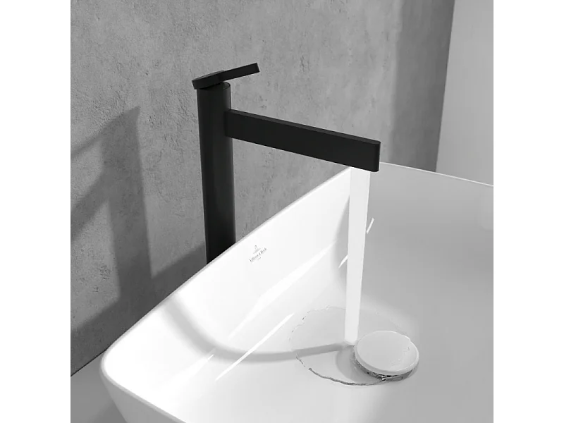 Mitigeur lavabo droit surélevé VILLEROY ET BOCH Dawn sans tirette Noir mat