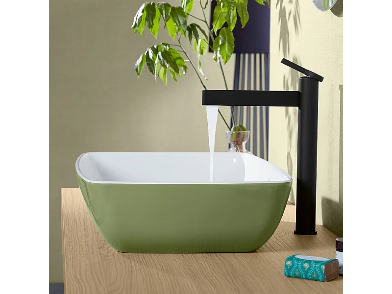 Mitigeur lavabo droit surélevé VILLEROY ET BOCH Dawn sans tirette Noir mat