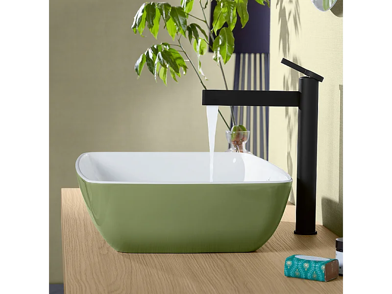 Mitigeur lavabo droit surélevé VILLEROY ET BOCH Dawn sans tirette Noir mat