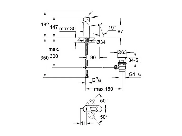 GROHE Lot de 3 Mitigeurs lavabo BauLoop Taille S