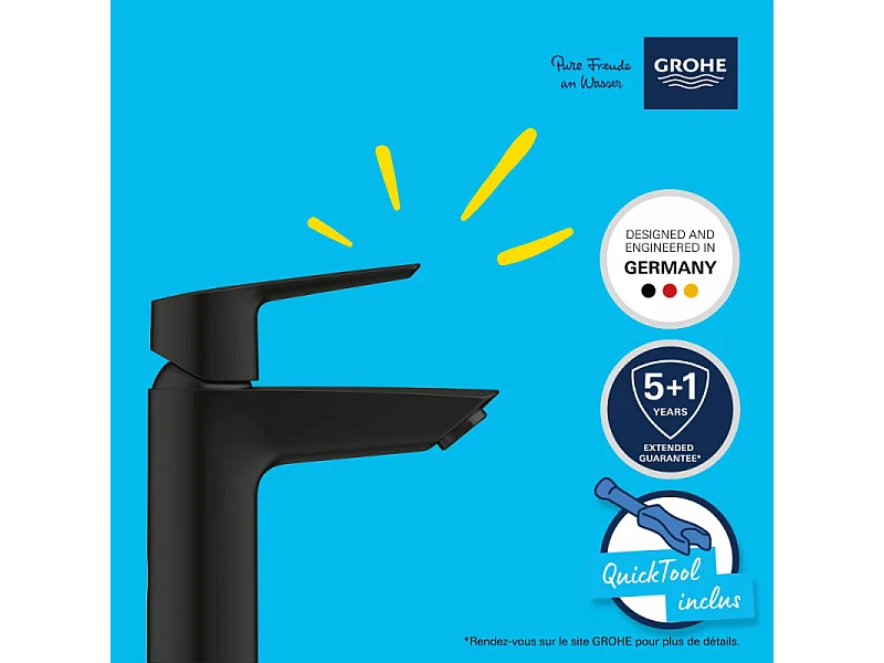 Mitigeur lavabo GROHE Start noir S + nettoyant GrohClean