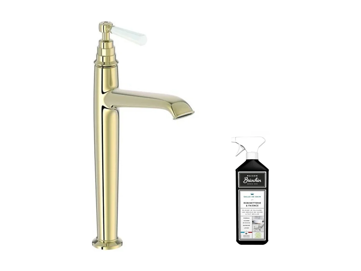 Mitigeur lavabo haut JACOB DELAFON Cléo 1889 or beige + nettoyant Briochin