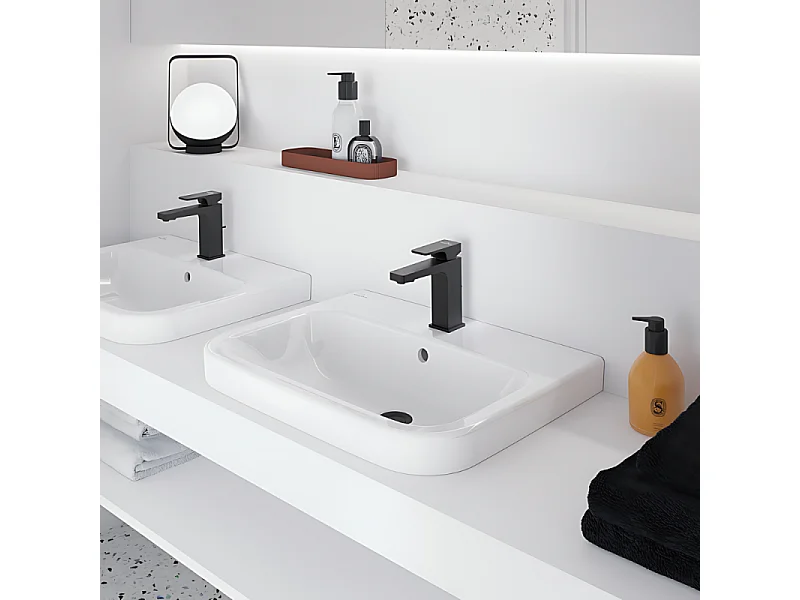 Mitigeur lavabo VILLEROY ET BOCH Architectura Square avec tirette Noir mat